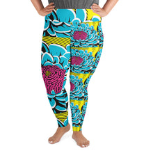 Women's Plus Size Pop Art Yoga Pants - Roy Lichtenstein Inspired Dahlia Print 002 Athletic Leggings BJJ Boxing Dahlia Exclusive Fitness Flower Leggings Plus Size Plus Sized Leggings Pop Art Running Tights Womens Yoga