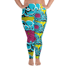 Women's Plus Size Pop Art Yoga Pants - Roy Lichtenstein Inspired Dahlia Print 002 Athletic Leggings BJJ Boxing Dahlia Exclusive Fitness Flower Leggings Plus Size Plus Sized Leggings Pop Art Running Tights Womens Yoga