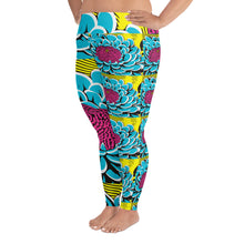 Women's Plus Size Pop Art Yoga Pants - Roy Lichtenstein Inspired Dahlia Print 002 Athletic Leggings BJJ Boxing Dahlia Exclusive Fitness Flower Leggings Plus Size Plus Sized Leggings Pop Art Running Tights Womens Yoga