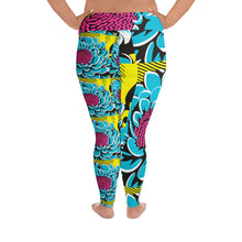 Women's Plus Size Pop Art Yoga Pants - Roy Lichtenstein Inspired Dahlia Print 002 Athletic Leggings BJJ Boxing Dahlia Exclusive Fitness Flower Leggings Plus Size Plus Sized Leggings Pop Art Running Tights Womens Yoga