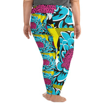 Women's Plus Size Pop Art Yoga Pants - Roy Lichtenstein Inspired Dahlia Print 002 Athletic Leggings BJJ Boxing Dahlia Exclusive Fitness Flower Leggings Plus Size Plus Sized Leggings Pop Art Running Tights Womens Yoga