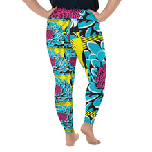 Women's Plus Size Pop Art Yoga Pants - Roy Lichtenstein Inspired Dahlia Print 002 Athletic Leggings BJJ Boxing Dahlia Exclusive Fitness Flower Leggings Plus Size Plus Sized Leggings Pop Art Running Tights Womens Yoga
