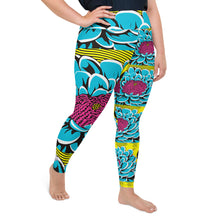 Women's Plus Size Pop Art Yoga Pants - Roy Lichtenstein Inspired Dahlia Print 002 Athletic Leggings BJJ Boxing Dahlia Exclusive Fitness Flower Leggings Plus Size Plus Sized Leggings Pop Art Running Tights Womens Yoga