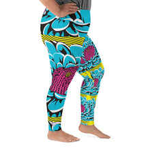 Women's Plus Size Pop Art Yoga Pants - Roy Lichtenstein Inspired Dahlia Print 002 Athletic Leggings BJJ Boxing Dahlia Exclusive Fitness Flower Leggings Plus Size Plus Sized Leggings Pop Art Running Tights Womens Yoga