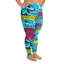 Women's Plus Size Pop Art Yoga Pants - Roy Lichtenstein Inspired Dahlia Print 002 Athletic Leggings BJJ Boxing Dahlia Exclusive Fitness Flower Leggings Plus Size Plus Sized Leggings Pop Art Running Tights Womens Yoga
