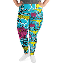 Women's Plus Size Pop Art Yoga Pants - Roy Lichtenstein Inspired Dahlia Print 002 Athletic Leggings BJJ Boxing Dahlia Exclusive Fitness Flower Leggings Plus Size Plus Sized Leggings Pop Art Running Tights Womens Yoga