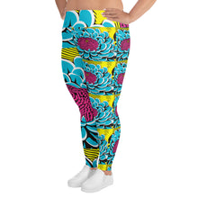 Women's Plus Size Pop Art Yoga Pants - Roy Lichtenstein Inspired Dahlia Print 002 Athletic Leggings BJJ Boxing Dahlia Exclusive Fitness Flower Leggings Plus Size Plus Sized Leggings Pop Art Running Tights Womens Yoga
