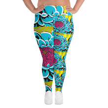 Women's Plus Size Pop Art Yoga Pants - Roy Lichtenstein Inspired Dahlia Print 002 Athletic Leggings BJJ Boxing Dahlia Exclusive Fitness Flower Leggings Plus Size Plus Sized Leggings Pop Art Running Tights Womens Yoga