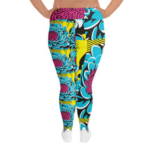 Women's Plus Size Pop Art Yoga Pants - Roy Lichtenstein Inspired Dahlia Print 002 Athletic Leggings BJJ Boxing Dahlia Exclusive Fitness Flower Leggings Plus Size Plus Sized Leggings Pop Art Running Tights Womens Yoga