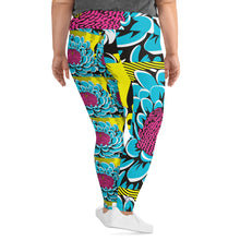 Women's Plus Size Pop Art Yoga Pants - Roy Lichtenstein Inspired Dahlia Print 002 Athletic Leggings BJJ Boxing Dahlia Exclusive Fitness Flower Leggings Plus Size Plus Sized Leggings Pop Art Running Tights Womens Yoga