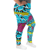 Women's Plus Size Pop Art Yoga Pants - Roy Lichtenstein Inspired Dahlia Print 002 Athletic Leggings BJJ Boxing Dahlia Exclusive Fitness Flower Leggings Plus Size Plus Sized Leggings Pop Art Running Tights Womens Yoga