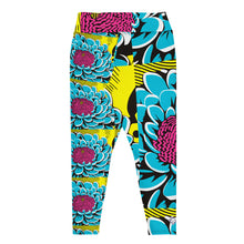 Women's Plus Size Pop Art Yoga Pants - Roy Lichtenstein Inspired Dahlia Print 002 Athletic Leggings BJJ Boxing Dahlia Exclusive Fitness Flower Leggings Plus Size Plus Sized Leggings Pop Art Running Tights Womens Yoga