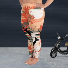Women's Plus Size Yoga Pants Workout Leggings - Deer Forest Deer Forest Exclusive Leggings Plus Size Tights Womens