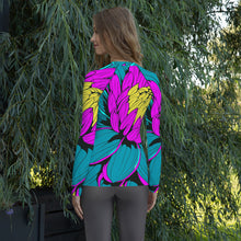 Women's Pop Art BJJ Long Sleeve Rash Guards - Roy Lichtenstein Inspired Dahlia Print 001 BJJ Boxing Dahlia Exclusive Fitness Flower Grappling Jiu-Jitsu Long Sleeve Muay Thai Pop Art Rash Guard Running Striking Swimwear Womens Yoga