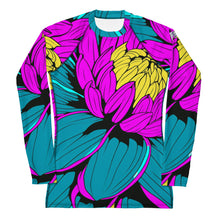 Women's Pop Art BJJ Long Sleeve Rash Guards - Roy Lichtenstein Inspired Dahlia Print 001 BJJ Boxing Dahlia Exclusive Fitness Flower Grappling Jiu-Jitsu Long Sleeve Muay Thai Pop Art Rash Guard Running Striking Swimwear Womens Yoga