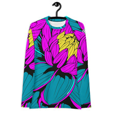 Women's Pop Art BJJ Long Sleeve Rash Guards - Roy Lichtenstein Inspired Dahlia Print 001 BJJ Boxing Dahlia Exclusive Fitness Flower Grappling Jiu-Jitsu Long Sleeve Muay Thai Pop Art Rash Guard Running Striking Swimwear Womens Yoga