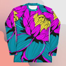 Women's Pop Art BJJ Long Sleeve Rash Guards - Roy Lichtenstein Inspired Dahlia Print 001 BJJ Boxing Dahlia Exclusive Fitness Flower Grappling Jiu-Jitsu Long Sleeve Muay Thai Pop Art Rash Guard Running Striking Swimwear Womens Yoga