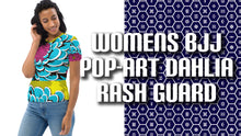 Women's Pop Art BJJ Short Sleeve Rash Guard - Roy Lichtenstein Inspired Dahlia Design 002 Dahlia Exclusive Fitness Flower Pop Art Rash Guard Running Short Sleeve Striking Swimwear Tees Womens Yoga