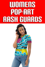 Women's Pop Art BJJ Short Sleeve Rash Guard - Roy Lichtenstein Inspired Dahlia Design 002 Dahlia Exclusive Fitness Flower Pop Art Rash Guard Running Short Sleeve Striking Swimwear Tees Womens Yoga