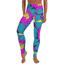Women's Pop Art Yoga Pants - Roy Lichtenstein Inspired Dahalia Print 001 Athletic Leggings BJJ Boxing Dahlia Exclusive Fitness Flower Grappling gym leggings Jiu-Jitsu Leggings Pop Art Running Striking Tights Womens Yoga