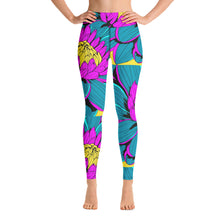 Women's Pop Art Yoga Pants - Roy Lichtenstein Inspired Dahalia Print 001 Athletic Leggings BJJ Boxing Dahlia Exclusive Fitness Flower Grappling gym leggings Jiu-Jitsu Leggings Pop Art Running Striking Tights Womens Yoga