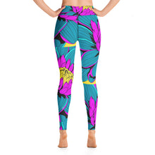 Women's Pop Art Yoga Pants - Roy Lichtenstein Inspired Dahalia Print 001 Athletic Leggings BJJ Boxing Dahlia Exclusive Fitness Flower Grappling gym leggings Jiu-Jitsu Leggings Pop Art Running Striking Tights Womens Yoga