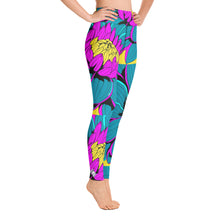 Women's Pop Art Yoga Pants - Roy Lichtenstein Inspired Dahalia Print 001 Athletic Leggings BJJ Boxing Dahlia Exclusive Fitness Flower Grappling gym leggings Jiu-Jitsu Leggings Pop Art Running Striking Tights Womens Yoga