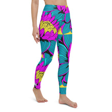 Women's Pop Art Yoga Pants - Roy Lichtenstein Inspired Dahalia Print 001 Athletic Leggings BJJ Boxing Dahlia Exclusive Fitness Flower Grappling gym leggings Jiu-Jitsu Leggings Pop Art Running Striking Tights Womens Yoga