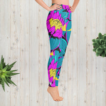 Women's Pop Art Yoga Pants - Roy Lichtenstein Inspired Dahalia Print 001 Athletic Leggings BJJ Boxing Dahlia Exclusive Fitness Flower Grappling gym leggings Jiu-Jitsu Leggings Pop Art Running Striking Tights Womens Yoga