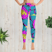 Women's Pop Art Yoga Pants - Roy Lichtenstein Inspired Dahalia Print 001 Athletic Leggings BJJ Boxing Dahlia Exclusive Fitness Flower Grappling gym leggings Jiu-Jitsu Leggings Pop Art Running Striking Tights Womens Yoga