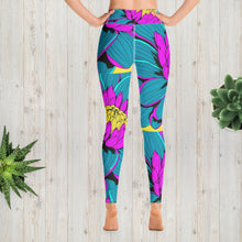 Women's Pop Art Yoga Pants - Roy Lichtenstein Inspired Dahalia Print 001 Athletic Leggings BJJ Boxing Dahlia Exclusive Fitness Flower Grappling gym leggings Jiu-Jitsu Leggings Pop Art Running Striking Tights Womens Yoga