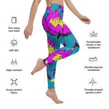 Women's Pop Art Yoga Pants - Roy Lichtenstein Inspired Dahalia Print 001 Athletic Leggings BJJ Boxing Dahlia Exclusive Fitness Flower Grappling gym leggings Jiu-Jitsu Leggings Pop Art Running Striking Tights Womens Yoga