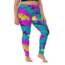 Women's Pop Art Yoga Pants - Roy Lichtenstein Inspired Dahalia Print 001 Athletic Leggings BJJ Boxing Dahlia Exclusive Fitness Flower Grappling gym leggings Jiu-Jitsu Leggings Pop Art Running Striking Tights Womens Yoga