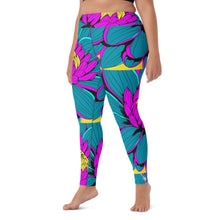 Women's Pop Art Yoga Pants - Roy Lichtenstein Inspired Dahalia Print 001 Athletic Leggings BJJ Boxing Dahlia Exclusive Fitness Flower Grappling gym leggings Jiu-Jitsu Leggings Pop Art Running Striking Tights Womens Yoga