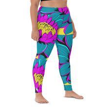 Women's Pop Art Yoga Pants - Roy Lichtenstein Inspired Dahalia Print 001 Athletic Leggings BJJ Boxing Dahlia Exclusive Fitness Flower Grappling gym leggings Jiu-Jitsu Leggings Pop Art Running Striking Tights Womens Yoga