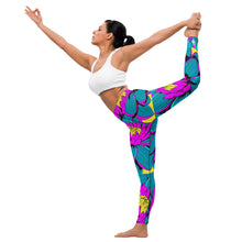 Women's Pop Art Yoga Pants - Roy Lichtenstein Inspired Dahalia Print 001 Athletic Leggings BJJ Boxing Dahlia Exclusive Fitness Flower Grappling gym leggings Jiu-Jitsu Leggings Pop Art Running Striking Tights Womens Yoga