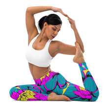 Women's Pop Art Yoga Pants - Roy Lichtenstein Inspired Dahalia Print 001 Athletic Leggings BJJ Boxing Dahlia Exclusive Fitness Flower Grappling gym leggings Jiu-Jitsu Leggings Pop Art Running Striking Tights Womens Yoga