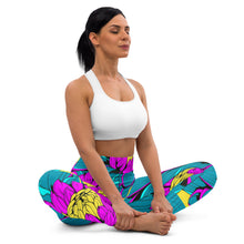 Women's Pop Art Yoga Pants - Roy Lichtenstein Inspired Dahalia Print 001 Athletic Leggings BJJ Boxing Dahlia Exclusive Fitness Flower Grappling gym leggings Jiu-Jitsu Leggings Pop Art Running Striking Tights Womens Yoga