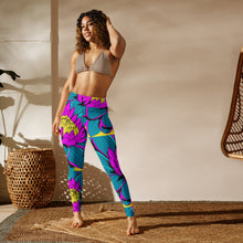 Women's Pop Art Yoga Pants - Roy Lichtenstein Inspired Dahalia Print 001 Athletic Leggings BJJ Boxing Dahlia Exclusive Fitness Flower Grappling gym leggings Jiu-Jitsu Leggings Pop Art Running Striking Tights Womens Yoga