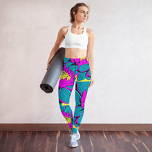 Women's Pop Art Yoga Pants - Roy Lichtenstein Inspired Dahalia Print 001 Athletic Leggings BJJ Boxing Dahlia Exclusive Fitness Flower Grappling gym leggings Jiu-Jitsu Leggings Pop Art Running Striking Tights Womens Yoga