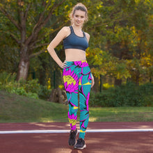 Women's Pop Art Yoga Pants - Roy Lichtenstein Inspired Dahalia Print 001 Athletic Leggings BJJ Boxing Dahlia Exclusive Fitness Flower Grappling gym leggings Jiu-Jitsu Leggings Pop Art Running Striking Tights Womens Yoga