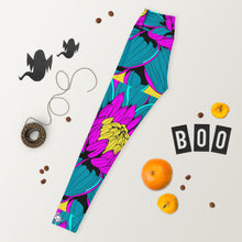 Women's Pop Art Yoga Pants - Roy Lichtenstein Inspired Dahalia Print 001 Athletic Leggings BJJ Boxing Dahlia Exclusive Fitness Flower Grappling gym leggings Jiu-Jitsu Leggings Pop Art Running Striking Tights Womens Yoga