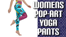 Women's Pop Art Yoga Pants - Roy Lichtenstein Inspired Dahalia Print 002 Athleisure Athletic Leggings BJJ Boxing Dahlia Exclusive Fitness Flower Grappling Jiu-Jitsu Leggings Pop Art Running Striking Tights Womens Yoga