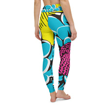 Women's Pop Art Yoga Pants - Roy Lichtenstein Inspired Dahalia Print 002 Athleisure Athletic Leggings BJJ Boxing Dahlia Exclusive Fitness Flower Grappling Jiu-Jitsu Leggings Pop Art Running Striking Tights Womens Yoga