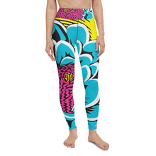 Women's Pop Art Yoga Pants - Roy Lichtenstein Inspired Dahalia Print 002 Athleisure Athletic Leggings BJJ Boxing Dahlia Exclusive Fitness Flower Grappling Jiu-Jitsu Leggings Pop Art Running Striking Tights Womens Yoga