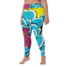 Women's Pop Art Yoga Pants - Roy Lichtenstein Inspired Dahalia Print 002 Athleisure Athletic Leggings BJJ Boxing Dahlia Exclusive Fitness Flower Grappling Jiu-Jitsu Leggings Pop Art Running Striking Tights Womens Yoga