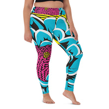 Women's Pop Art Yoga Pants - Roy Lichtenstein Inspired Dahalia Print 002 Athleisure Athletic Leggings BJJ Boxing Dahlia Exclusive Fitness Flower Grappling Jiu-Jitsu Leggings Pop Art Running Striking Tights Womens Yoga