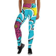 Women's Pop Art Yoga Pants - Roy Lichtenstein Inspired Dahalia Print 002 Athleisure Athletic Leggings BJJ Boxing Dahlia Exclusive Fitness Flower Grappling Jiu-Jitsu Leggings Pop Art Running Striking Tights Womens Yoga