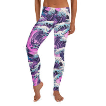 Women's Yoga Pants Workout Leggings - Purple Wave 002 Exclusive Great Wave Kanagawa Leggings Tights Womens