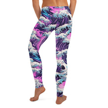Women's Yoga Pants Workout Leggings - Purple Wave 002 Exclusive Great Wave Kanagawa Leggings Tights Womens